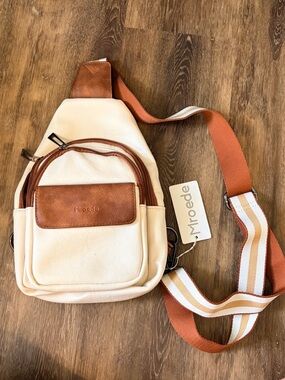 Cream and Brown Crossbody Sling Bag